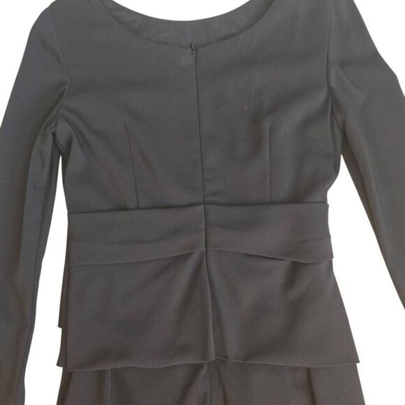 A-K-R-I-S Punto Womens Crew Drape Detail Long Sleeve Shift Dress Black Small - Picture 5 of 12